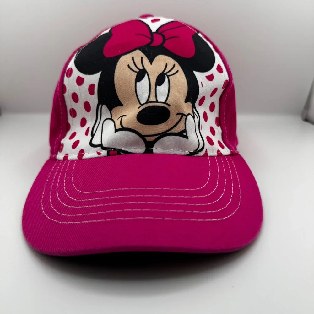 Disney Minnie Mouse Baseball Cap Kids OSFM Pink Polka Dot Good Adjustable Hat